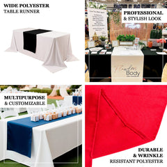 Wide Polyester 24"x72" Table Runner Red - Durable Trade Show Table Linen
