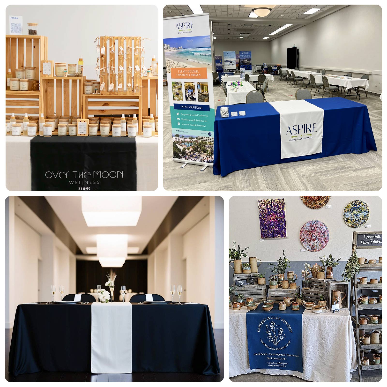 Wide Premium Polyester 24"x72" Table Runner Black - Sublimation Printable Banner