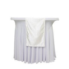 Pearl White Scuba Table Runner with Rhinestone Accents - 12"x108" Wrinkle-Free Table Linen