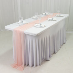 20-Pack 9ft Sheer Table Runners – Blush Shimmer Sheer Drapes, Wrinkle-Free