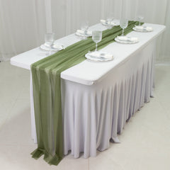 20-Pack 9ft Sheer Table Runners – Dusty Sage Green Shimmer Sheer Drapes, Wrinkle-Free
