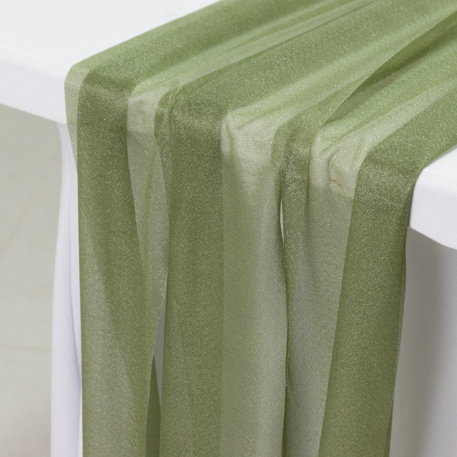 20-Pack 9ft Sheer Table Runners – Dusty Sage Green Shimmer Sheer Drapes, Wrinkle-Free