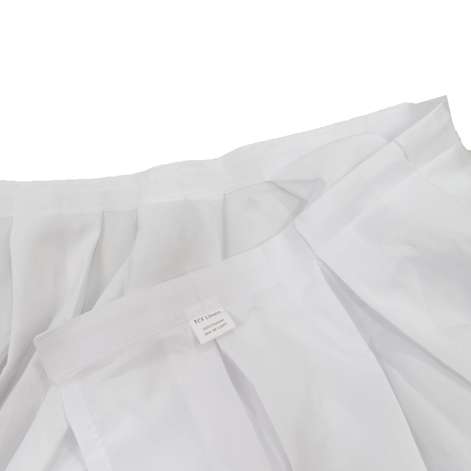 Portable Stage Skirt White Polyester Platform Skirting Cloth for Events, Performances & Wedding Staging - 48"x20ft