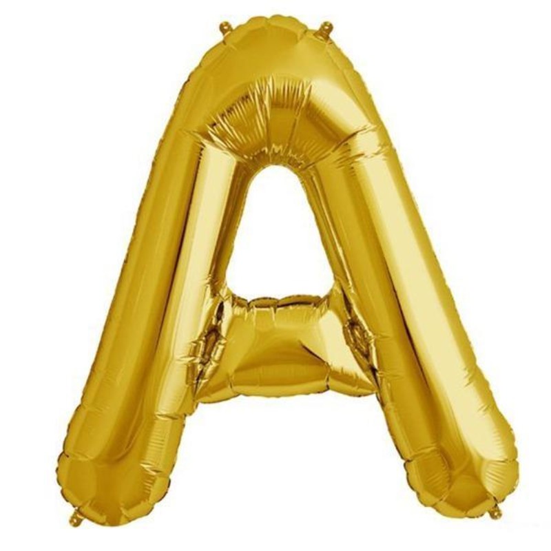 16" Shiny Metallic Gold Mylar Foil Alphabet Letter and Number Balloons - A
