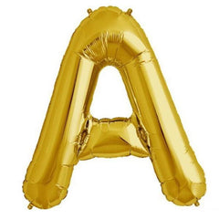 16" Shiny Metallic Gold Mylar Foil Alphabet Letter and Number Balloons - A