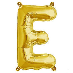16" Shiny Metallic Gold Mylar Foil Alphabet Letter and Number Balloons - E