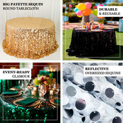 Sequin 132" Round Tablecloth Silver - Big Payette Table Cover