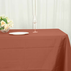 Polyester 72"x120" Rectangle Tablecloth Terracotta (Rust) - Durable and Stylish Table Cover