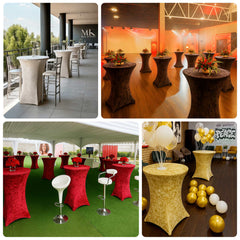 Crushed Velvet Spandex 30" Round Cocktail Table Cover Sage Green Smooth Highboy Tablecloth