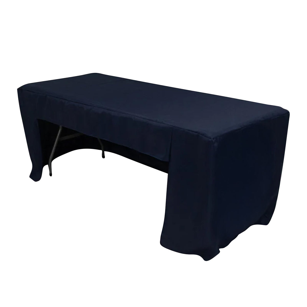 Fitted Polyester 72"x30" Rectangle Tablecloth Navy Blue with Open Back Design - Easy to Maintain and Wrinkle-Resistant Table Cover