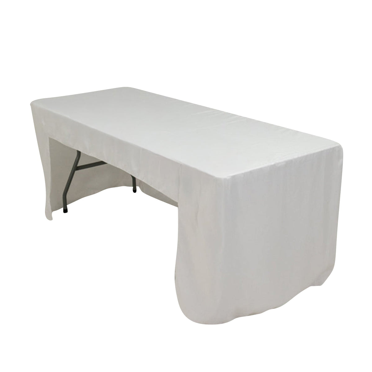 Fitted Polyester 72"x30" Rectangle Tablecloth White with Open Back Design - Easy to Maintain and Wrinkle-Resistant Table Cover for Trade Shows & Displays