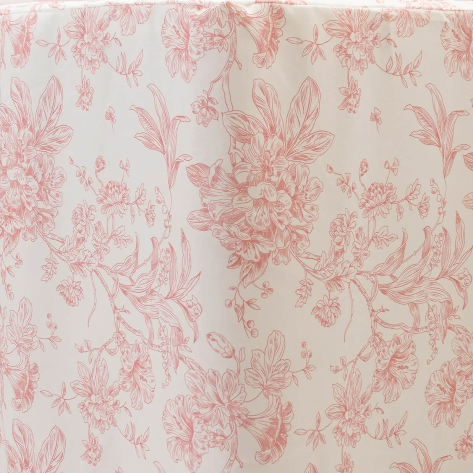 French Toile Fitted Tablecloth 8ft – Pink & White Rectangular Polyester Wrinkle-Resistant Table Cover