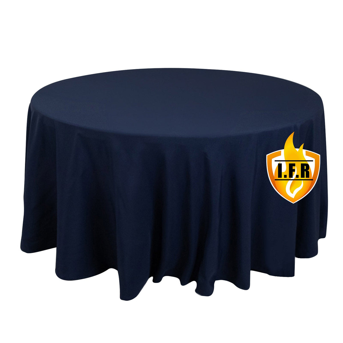 Fire Retardant Premium Polyester 120" Round Tablecloth Navy Blue - High-Performance Seamless Table Cover