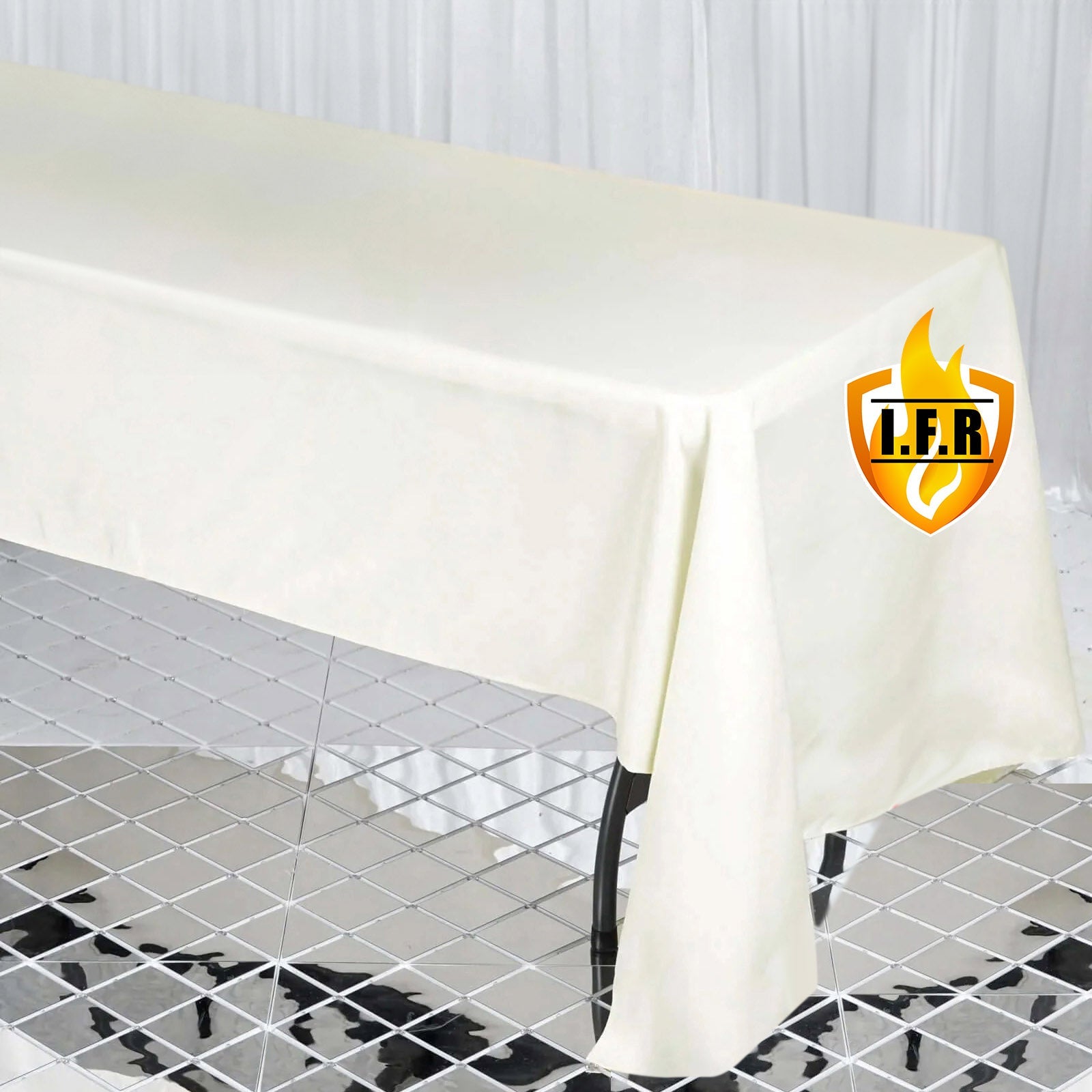 Fire Retardant Premium Polyester 60"x126" Rectangular Tablecloth Ivory - High-Performance Table Cover