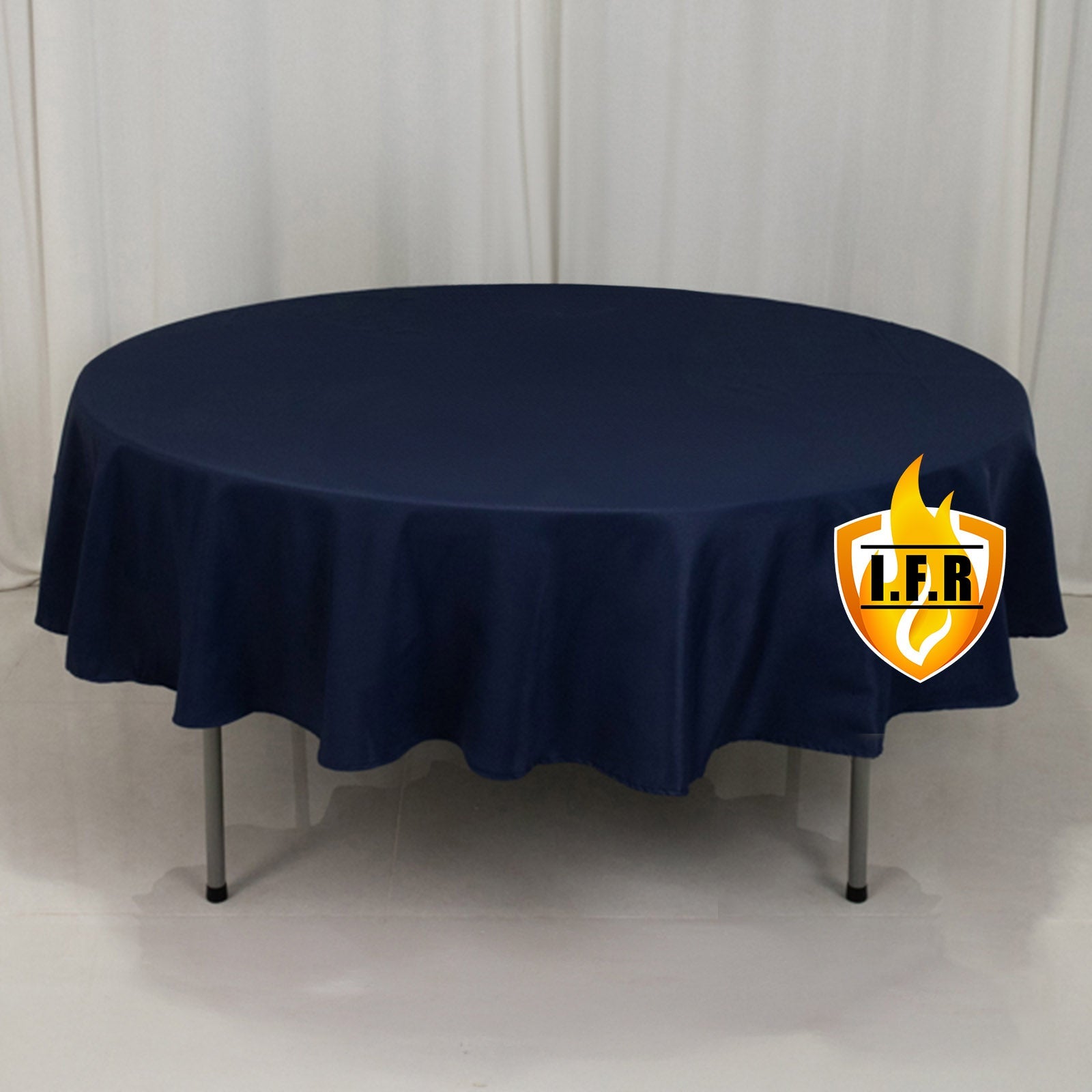 Fire Retardant Premium Polyester 90" Round Tablecloth Navy Blue - High-Performance Table Cover