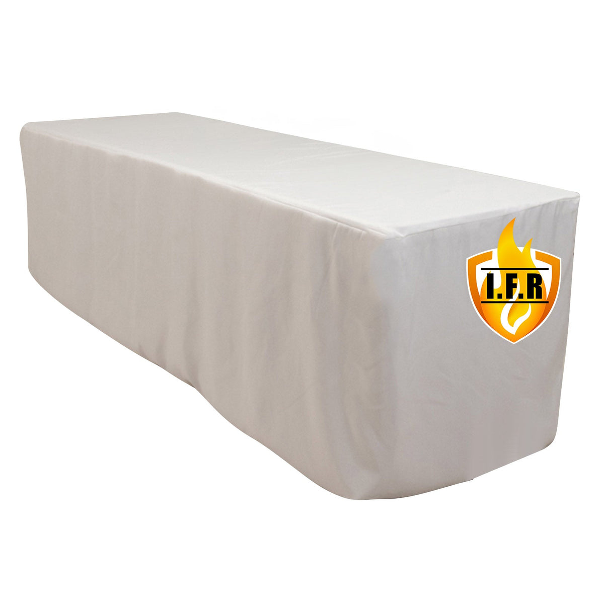 Fire Retardant Premium Polyester 8ft Rectangular Tablecloth White Fitted High-Performance Table Cover for Large Gatherings