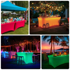 Glow Neon Green Fitted Spandex Tablecloth – 6ft Rectangle, Wrinkle-Free Cover