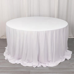 Scuba Round 132" Tablecloth White - Wrinkle Free & Stain Resistant Seamless Table Cover for Weddings & Events