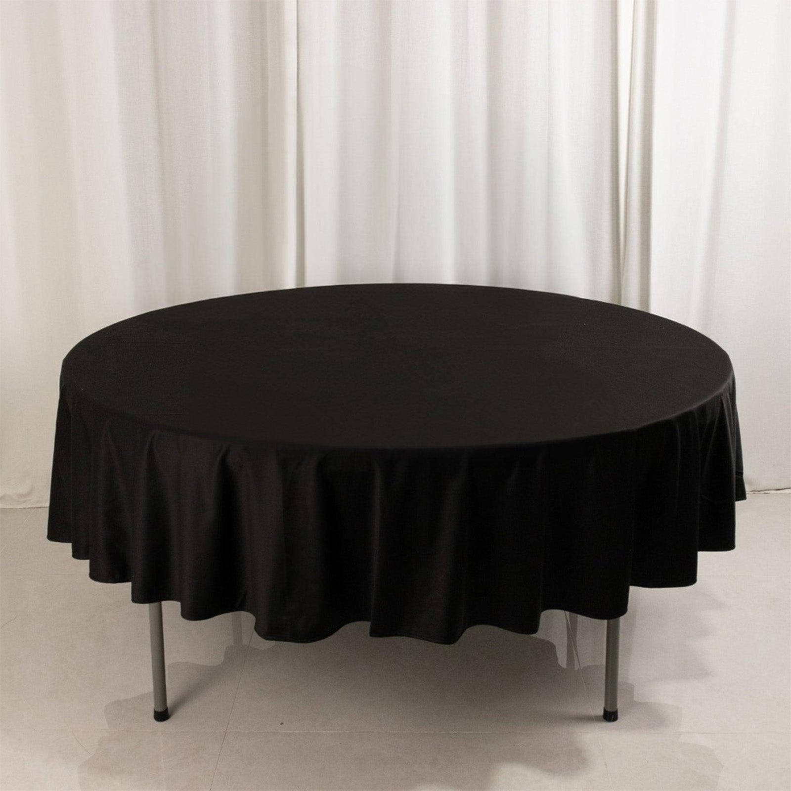 Scuba Round 90" Tablecloth Black - Wrinkle Free & Stain Resistant Table Cover for Weddings and Banquets