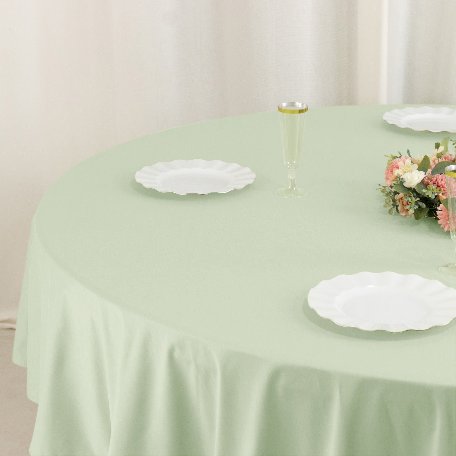 Scuba Round 90" Tablecloth Sage Green - Wrinkle Free & Stain Resistant Table Cover
