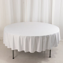 Scuba Round 90" Tablecloth White - Wrinkle Free & Stain Resistant Table Cover for Weddings and Banquets