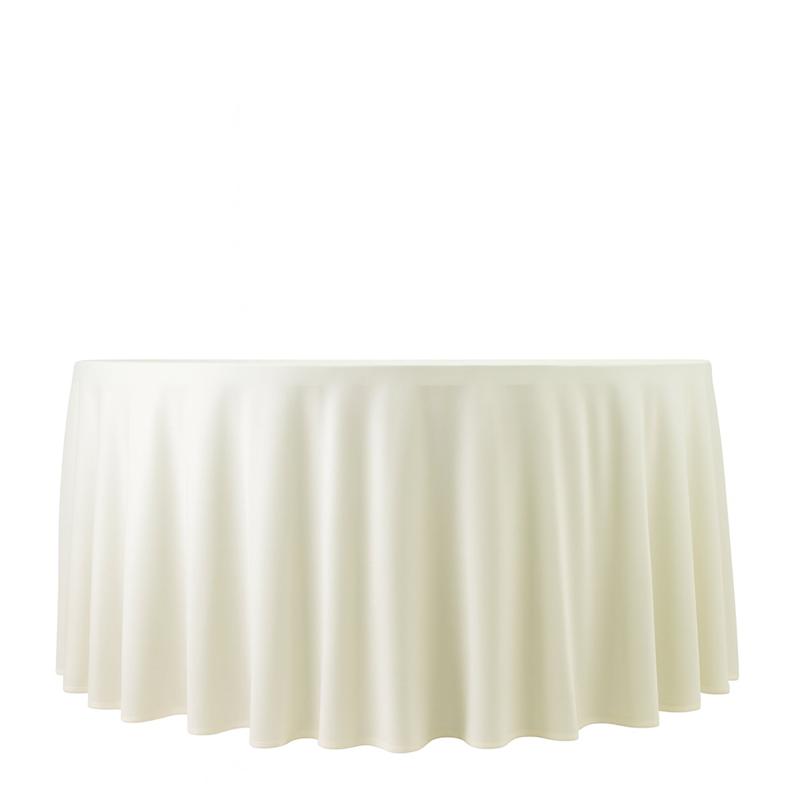 Fire Retardant Scuba Tablecloth – 120" Round Ivory, Wrinkle Free, Stain Resistant, Seamless Polyester Cover