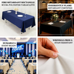 Fire Retardant Scuba Tablecloth – 60"x102" Rectangle Black, Wrinkle Free, Stain Resistant Polyester Cover