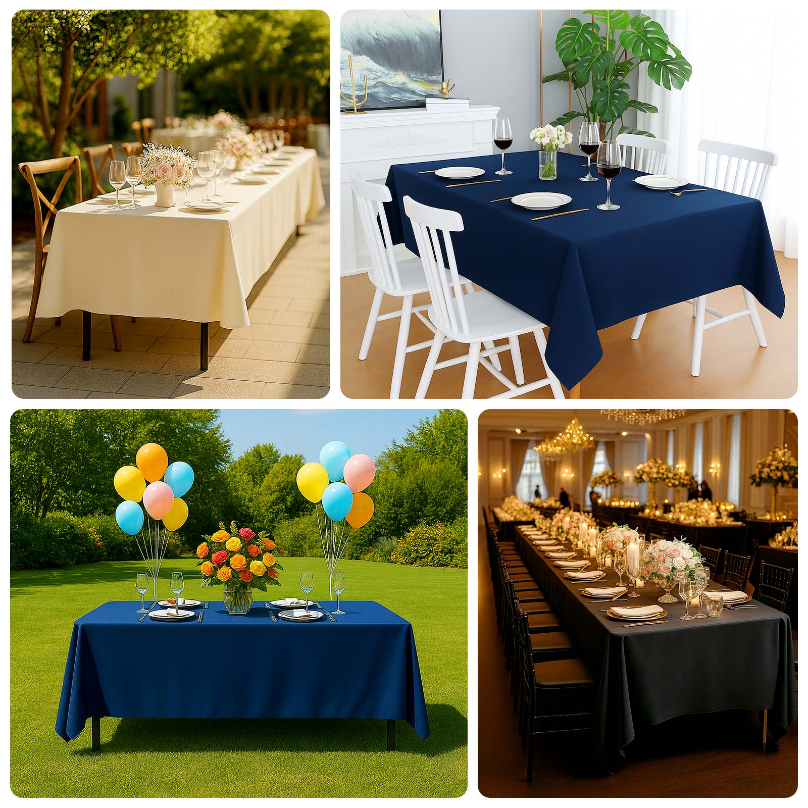 Fire Retardant Scuba Tablecloth – 60"x102" Rectangle White, Wrinkle Free, Stain Resistant Polyester Cover