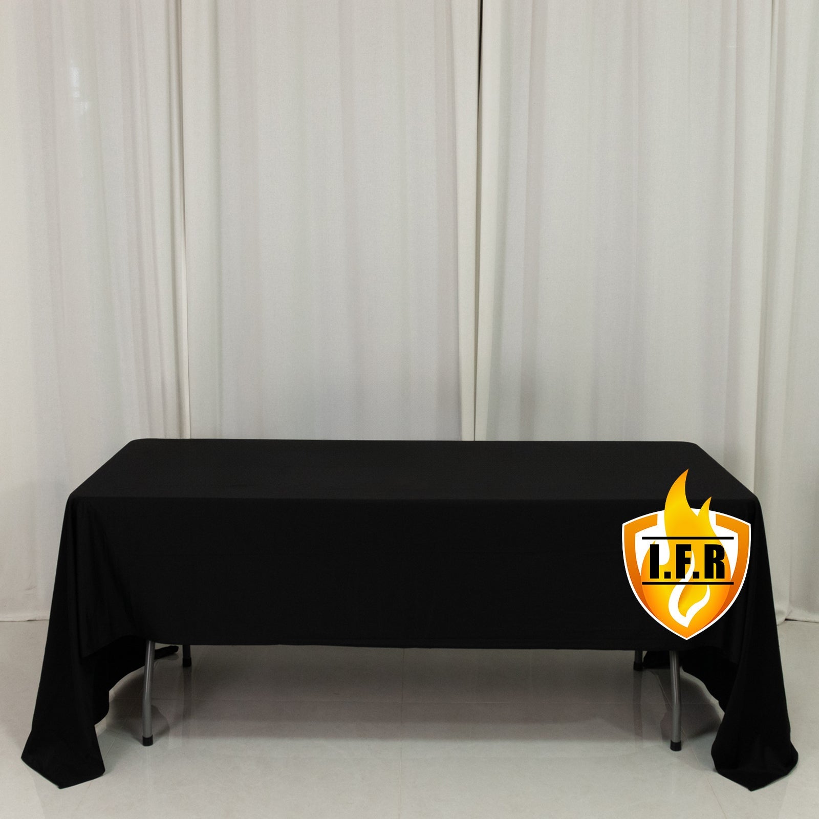 Fire Retardant Scuba Tablecloth – 60"x126" Rectangle Black, Wrinkle Free, Stain Resistant Polyester Cover
