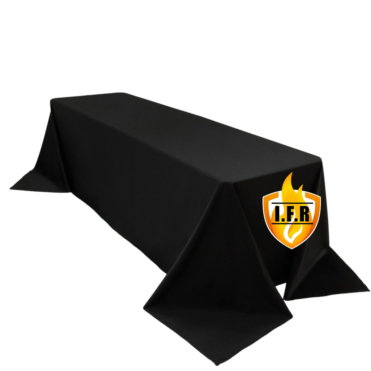 Fire Retardant Scuba Tablecloth – 90"x156" Rectangle Black, Wrinkle Free, Stain Resistant, Seamless Polyester Cover