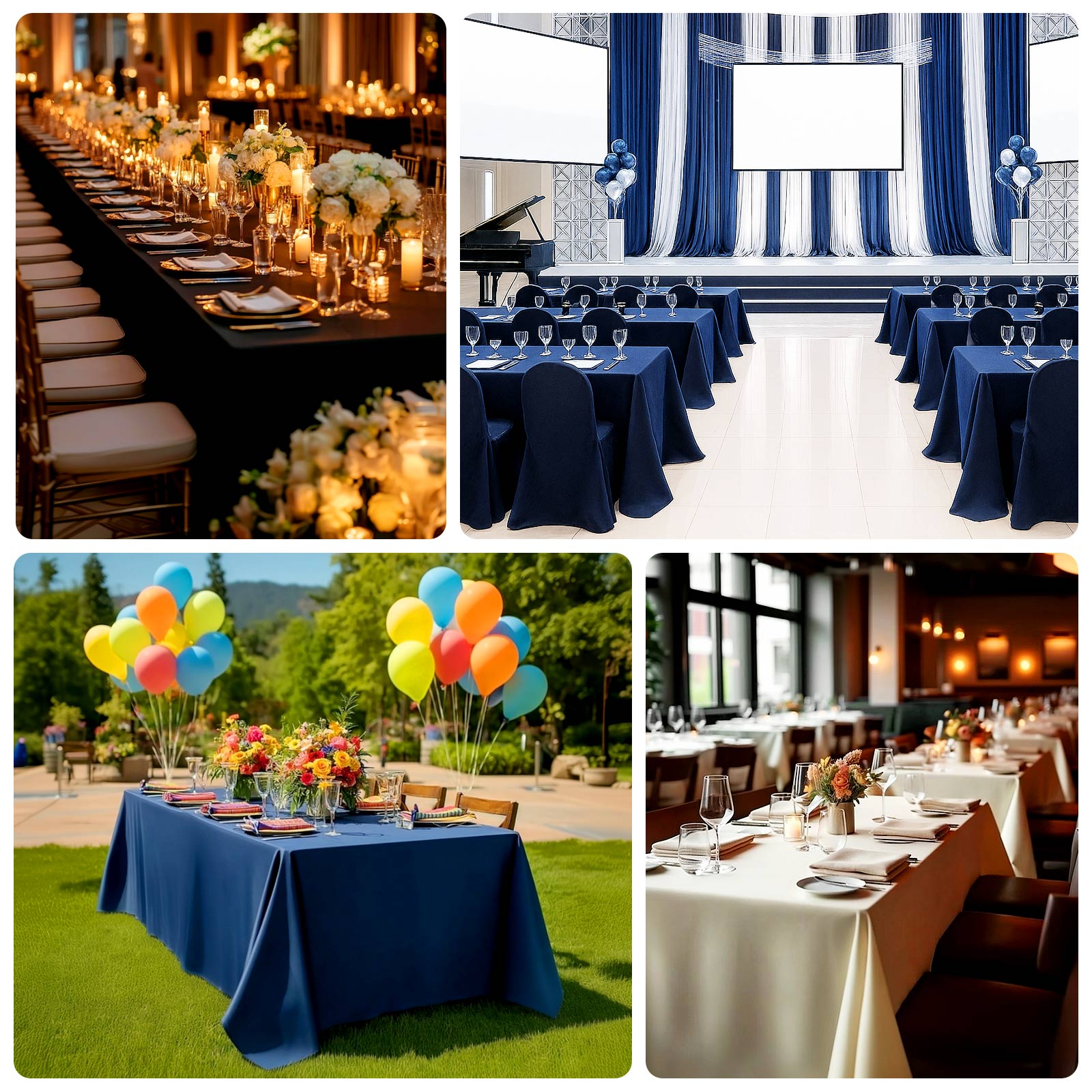 Fire Retardant Scuba Tablecloth – 90"x132" Rectangle White, Wrinkle Free, Stain Resistant, Seamless Polyester Cover