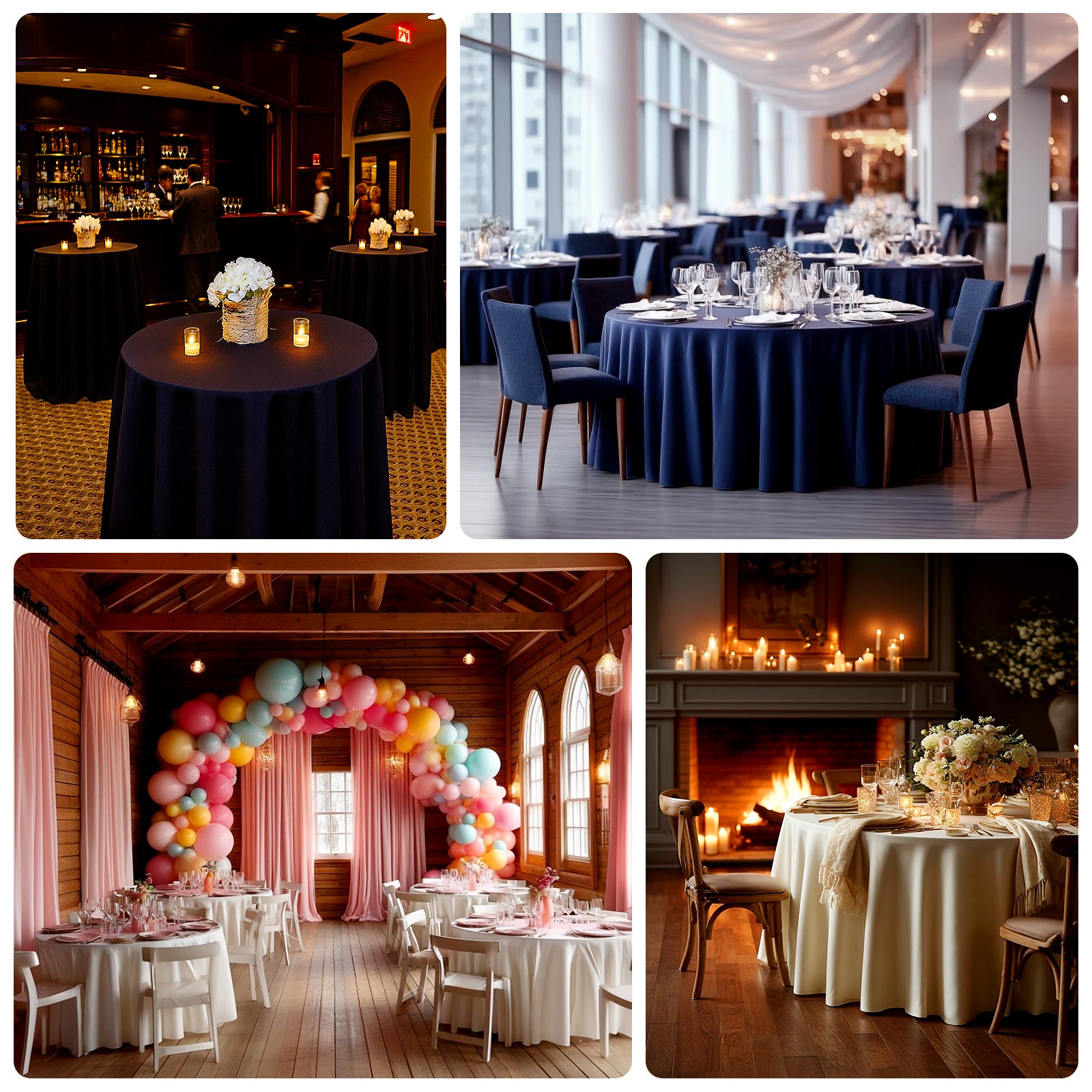 Fire Retardant Scuba Tablecloth – 90" Round White, Wrinkle Free, Stain Resistant Polyester Cover