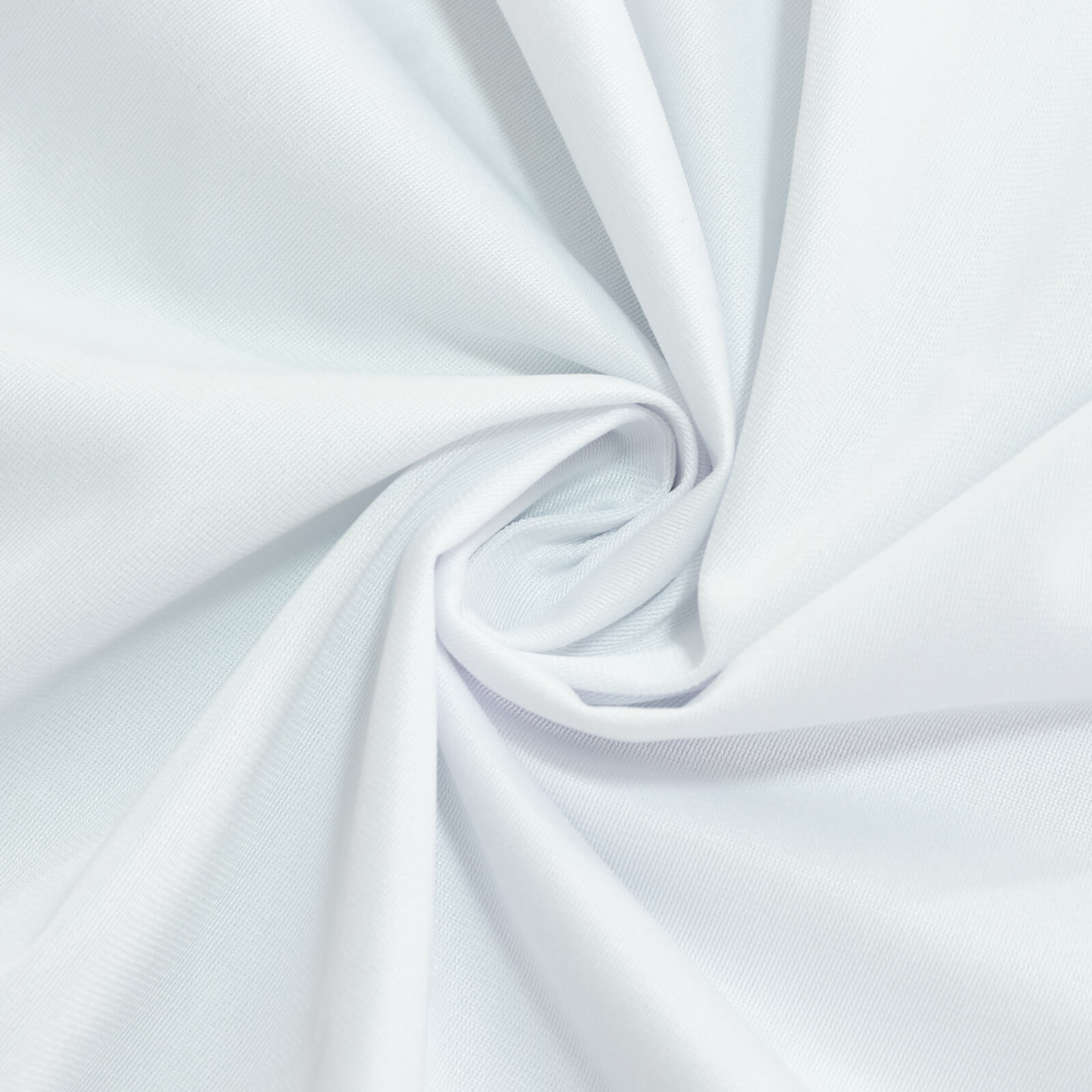 Fire Retardant Scuba Tablecloth – 90" Round White, Wrinkle Free, Stain Resistant Polyester Cover