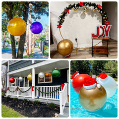 2 Pack 24" Inflatable Gold Decorative Balls - Round Vinyl Pool and Party Balls, Lightweight & Fun