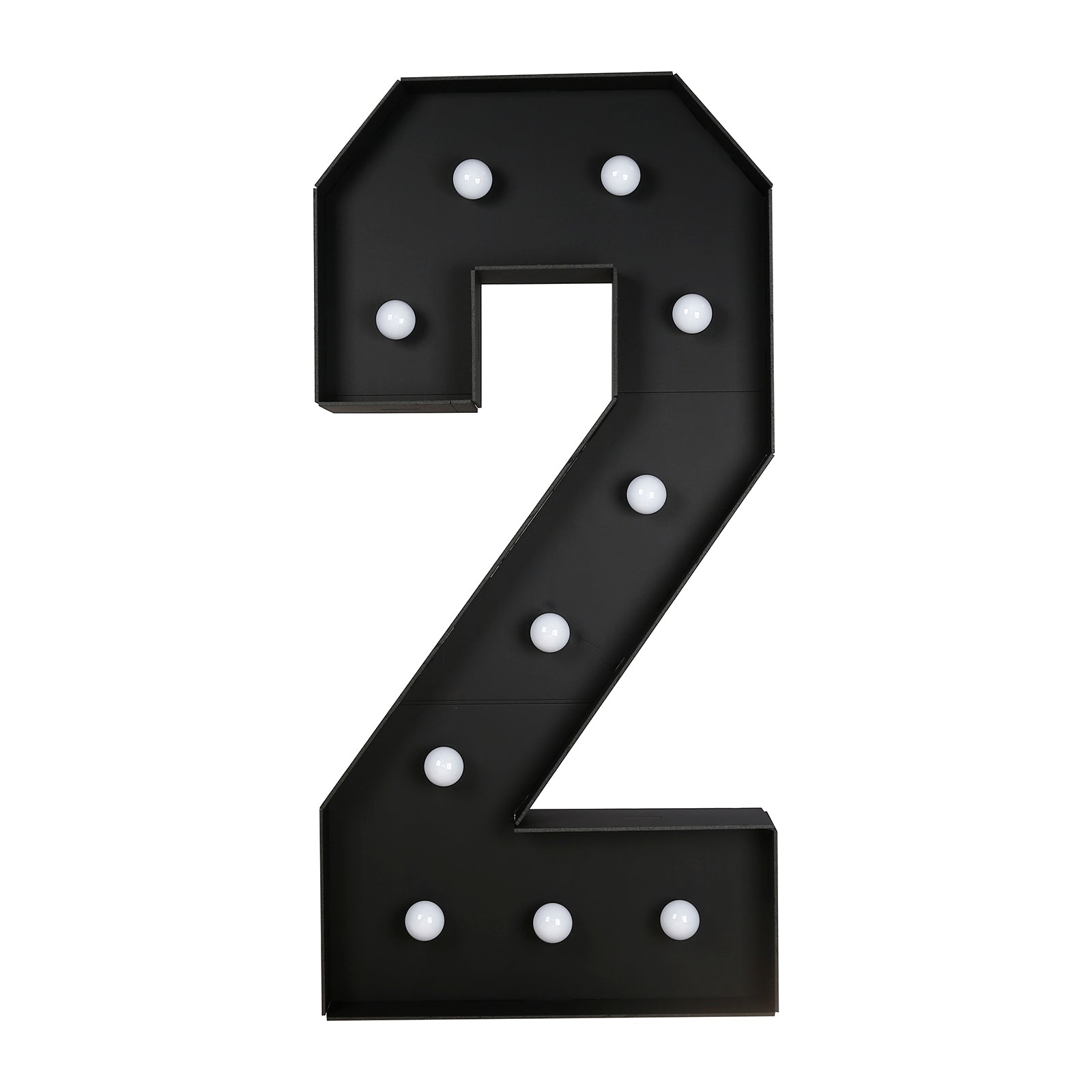 Giant LED Marquee Light Up Number "2", Black 4ft Pre-Cut Foam Board with 10 Warm White Battery Operated LEDs, Glue Gun and Sticks