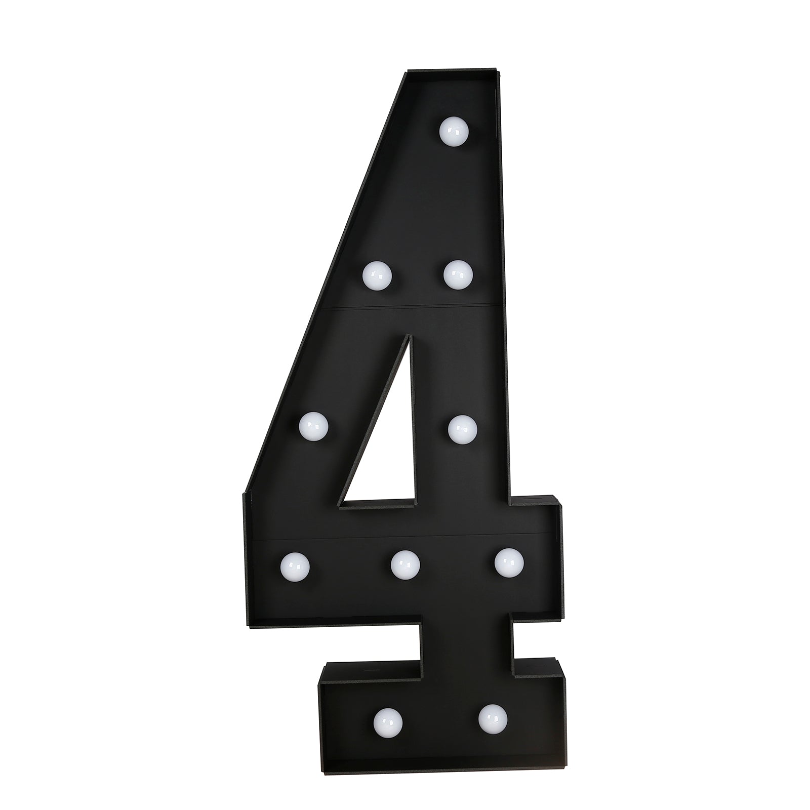 Giant LED Marquee Light Up Number "4", Black 4ft Pre-Cut Foam Board with 10 Warm White Battery Operated LEDs, Glue Gun and Sticks