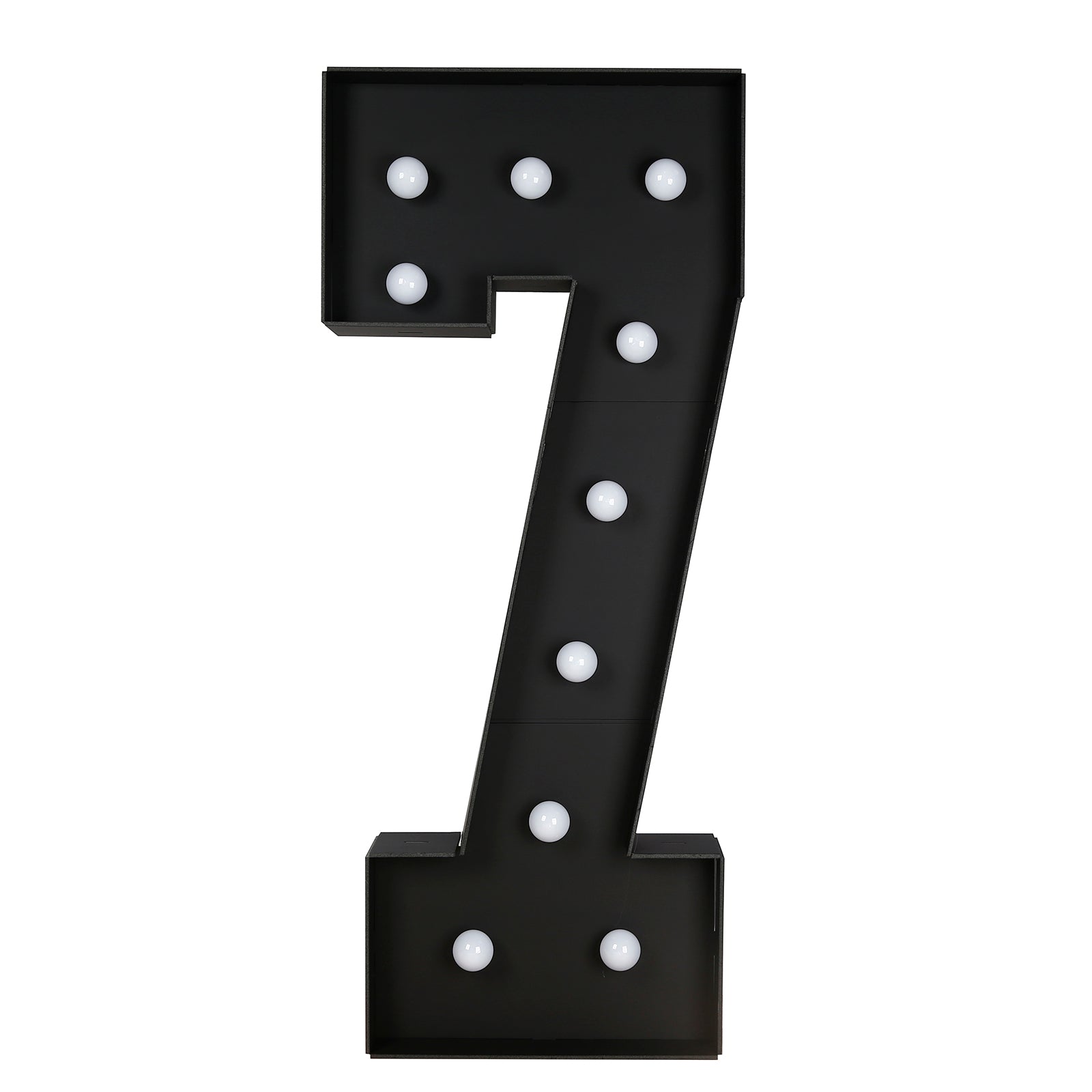 Giant LED Marquee Light Up Number "7", Black 4ft Pre-Cut Foam Board with 10 Warm White Battery Operated LEDs, Glue Gun and Sticks