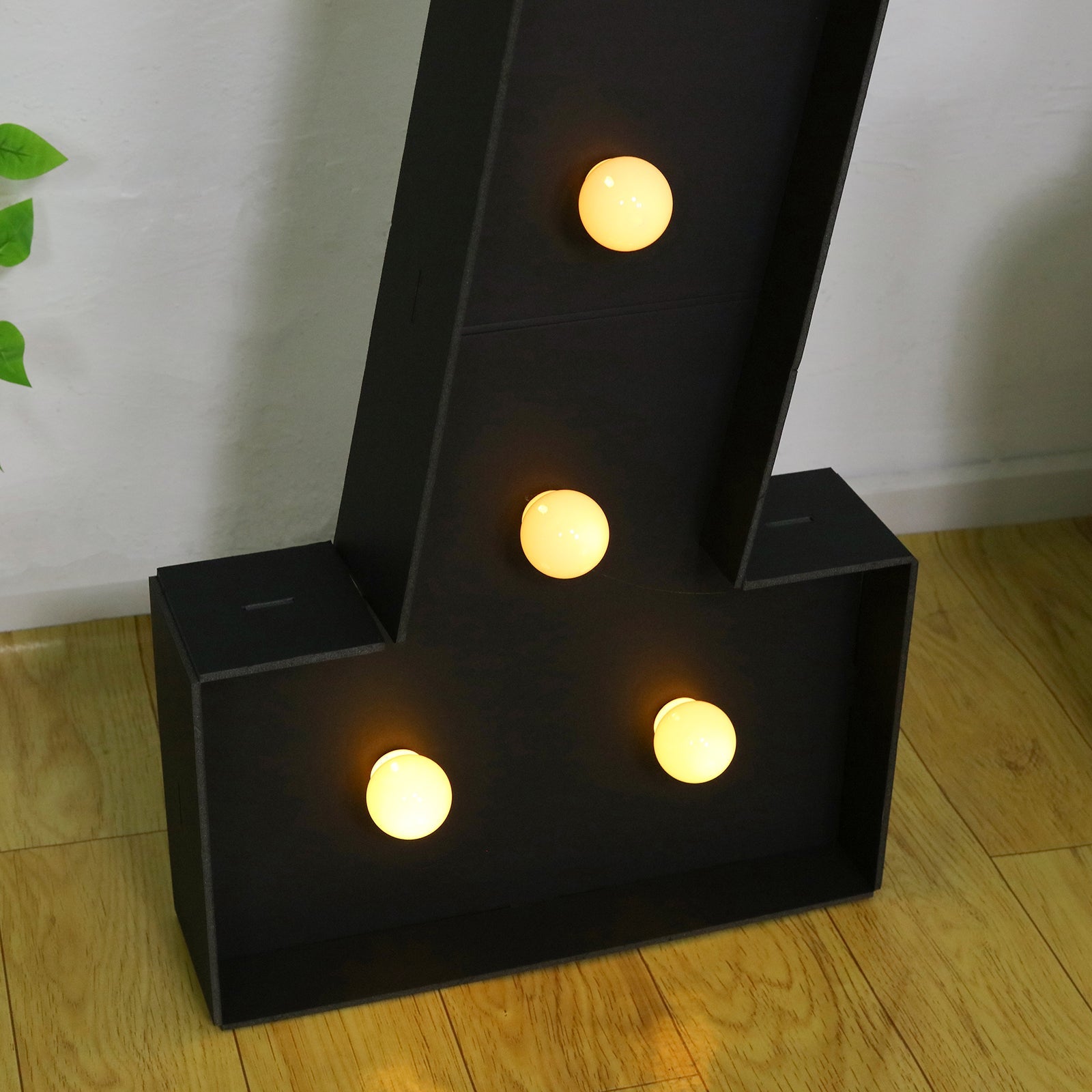 Giant LED Marquee Light Up Number "7", Black 4ft Pre-Cut Foam Board with 10 Warm White Battery Operated LEDs, Glue Gun and Sticks