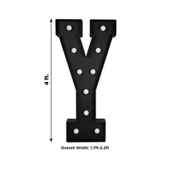 Giant LED Marquee Light Up Letter "Y", Black 4ft Pre-Cut Foam Board with 10 Warm White Battery Operated LEDs, Glue Gun and Sticks