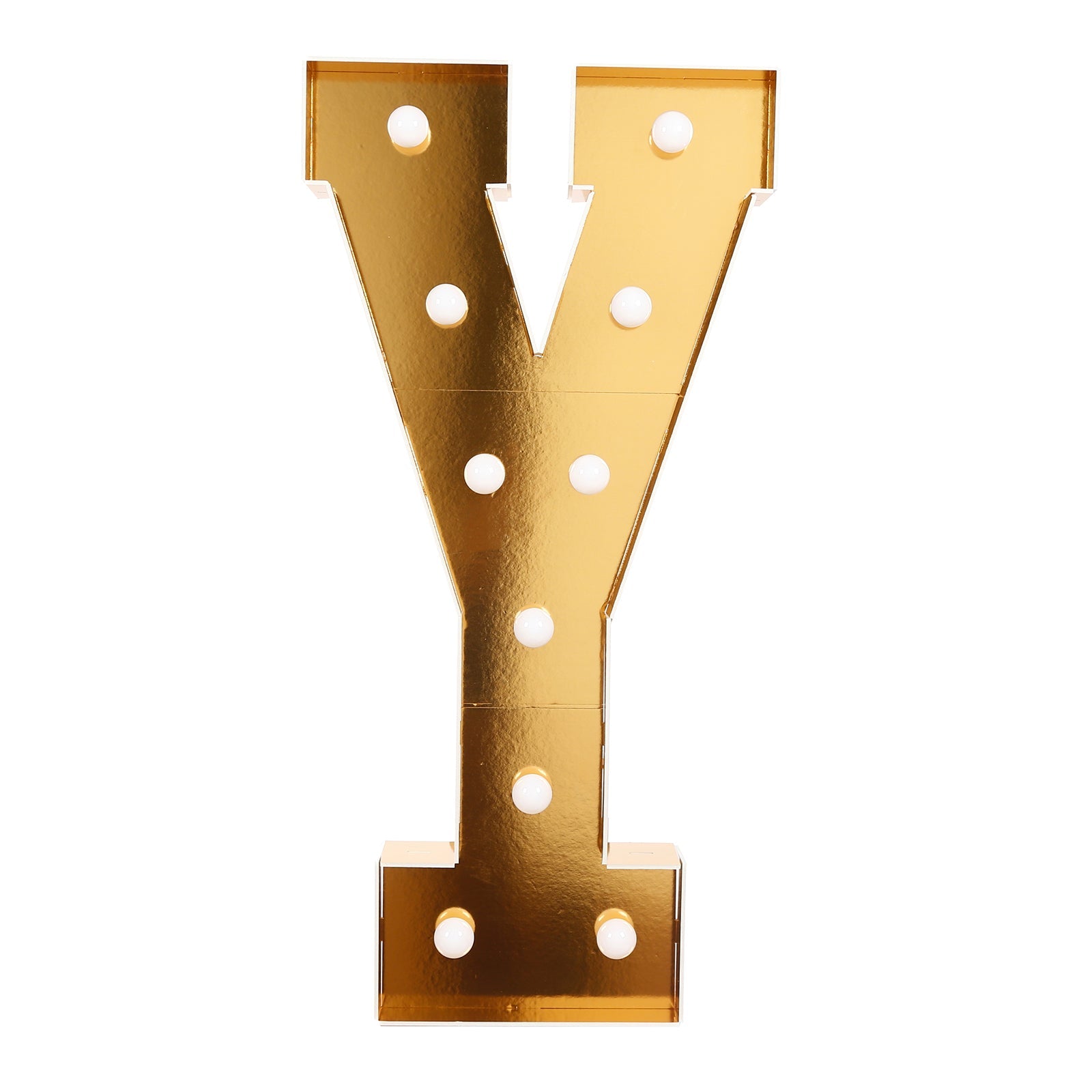 Giant LED Marquee Light Up Letter "Y", Gold 4ft Pre-Cut Foam Board with 10 Warm White Battery Operated LEDs, Glue Gun and Sticks