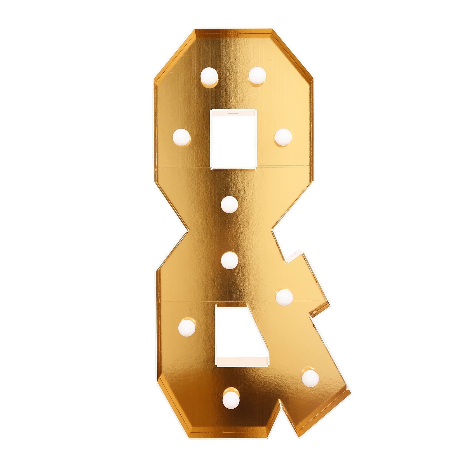 Giant LED Marquee Light Up Symbol "&", Gold 4ft Pre-Cut Foam Board with 10 Warm White Battery Operated LEDs, Glue Gun and Sticks