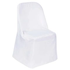 Polyester Slip On Folding Chair Covers White - Stain-Resistant Reusable Durable Fabric