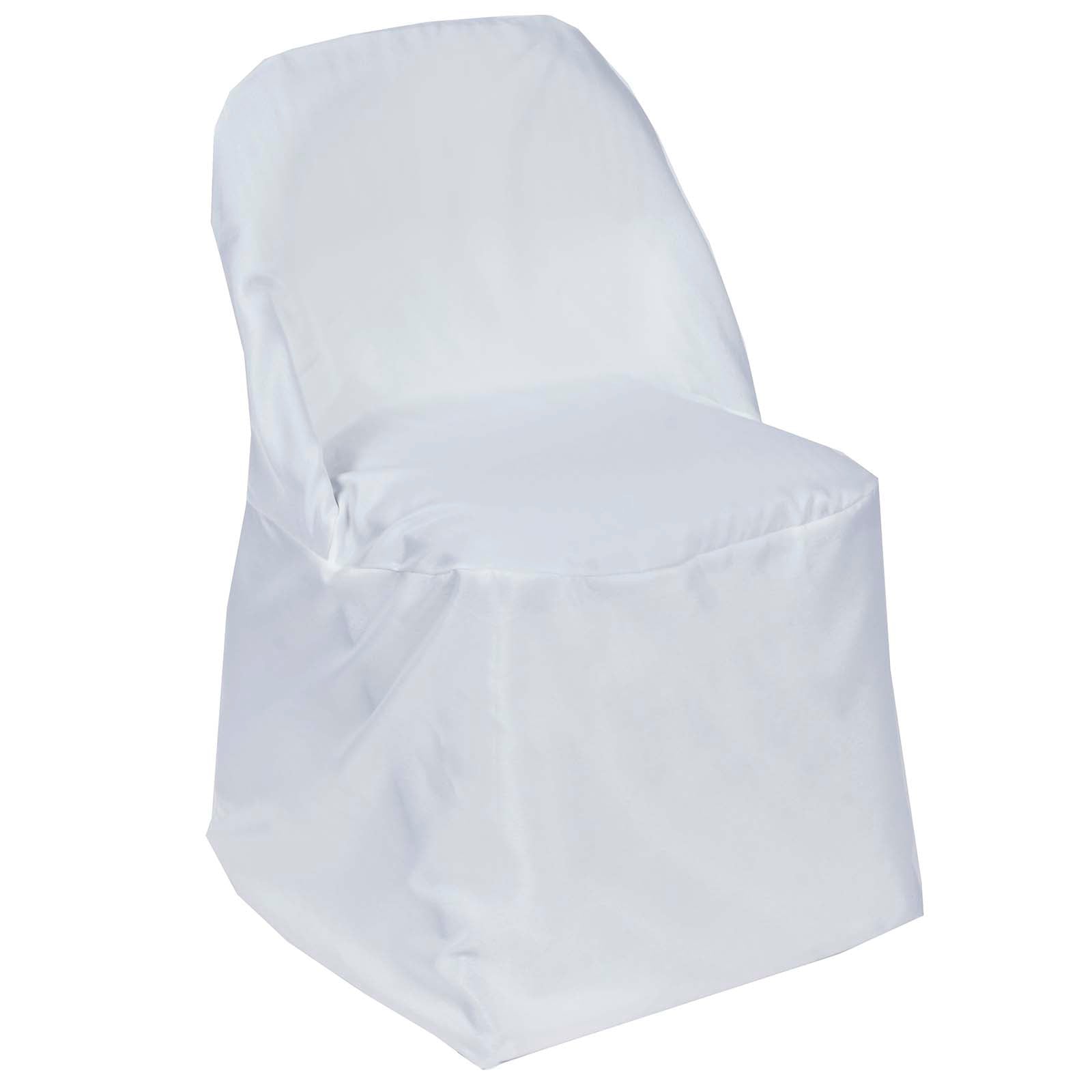 Polyester Slip On Folding Chair Covers White - Stain-Resistant Reusable Durable Fabric