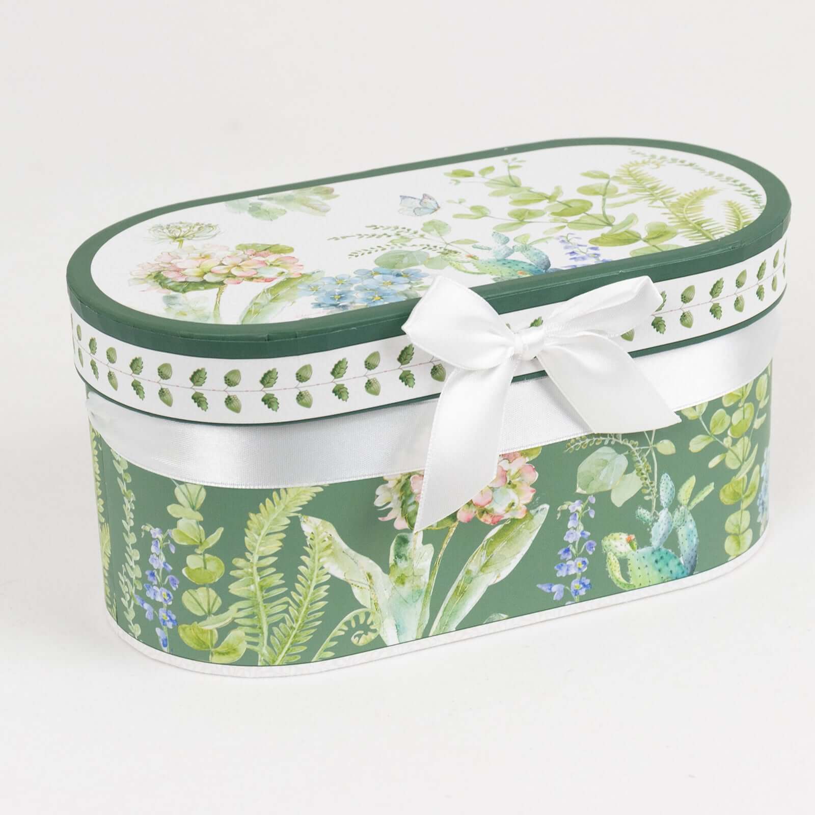 Greenery Theme Bridal Shower Gift Set, 2 Pack Porcelain Tea Cups With Matching Keepsake Gift Box and Satin Ribbon Handle