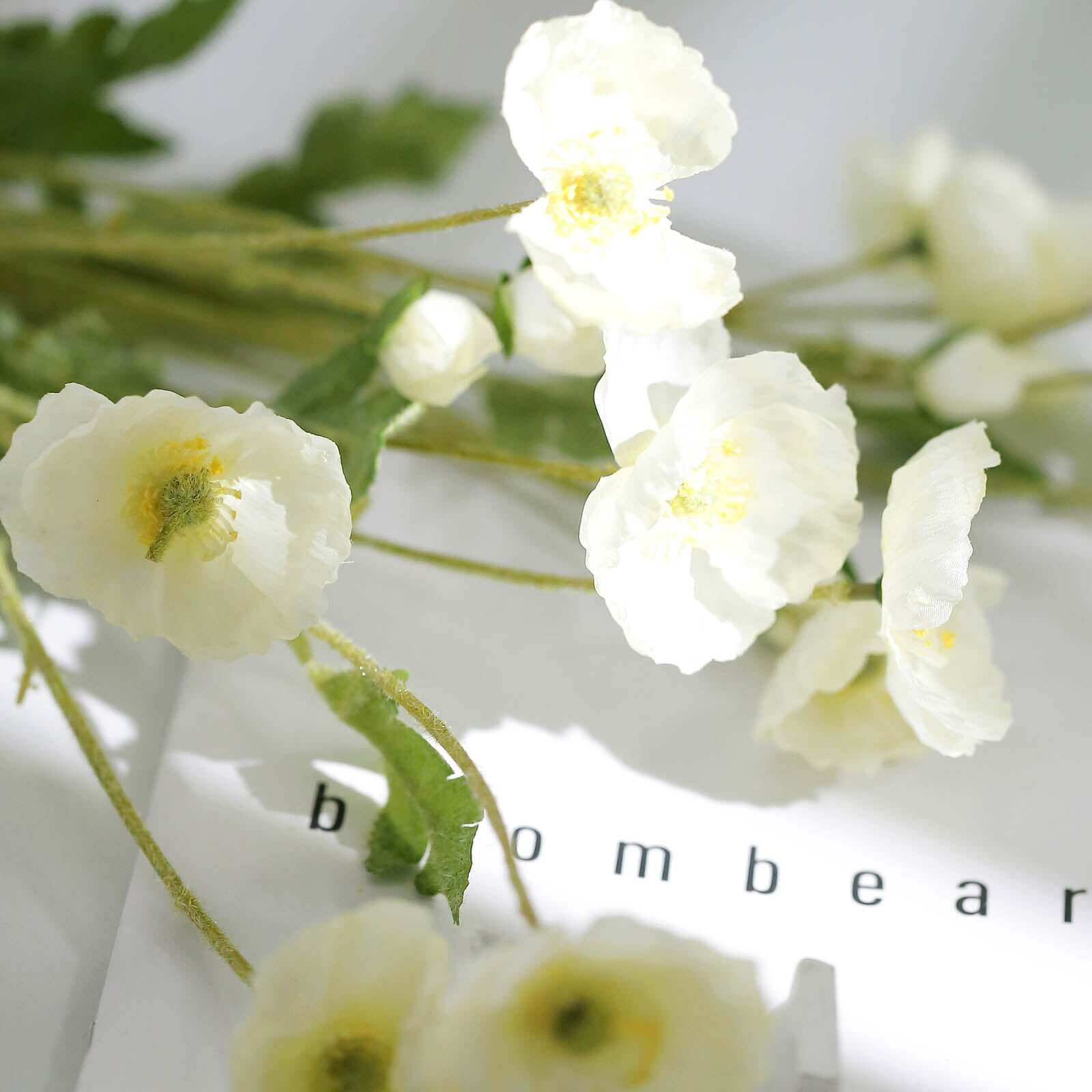 2 Stems 33" Ivory Artificial Silk Poppy Flower Bouquet Bushes