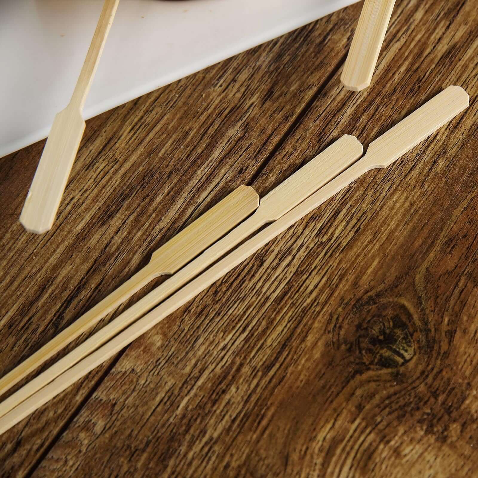 100-Pack Bamboo Cocktail Sticks Paddle Decorative Top Design - Eco Friendly Party Picks 10"
