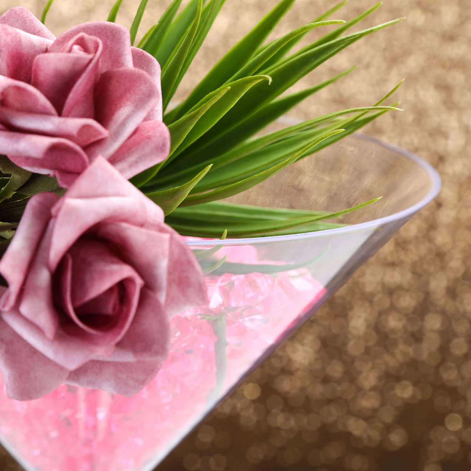 4-Pack Plastic Flower Vases Martini Glass Design Clear - Fillable Long Stem Event Centerpieces 18"