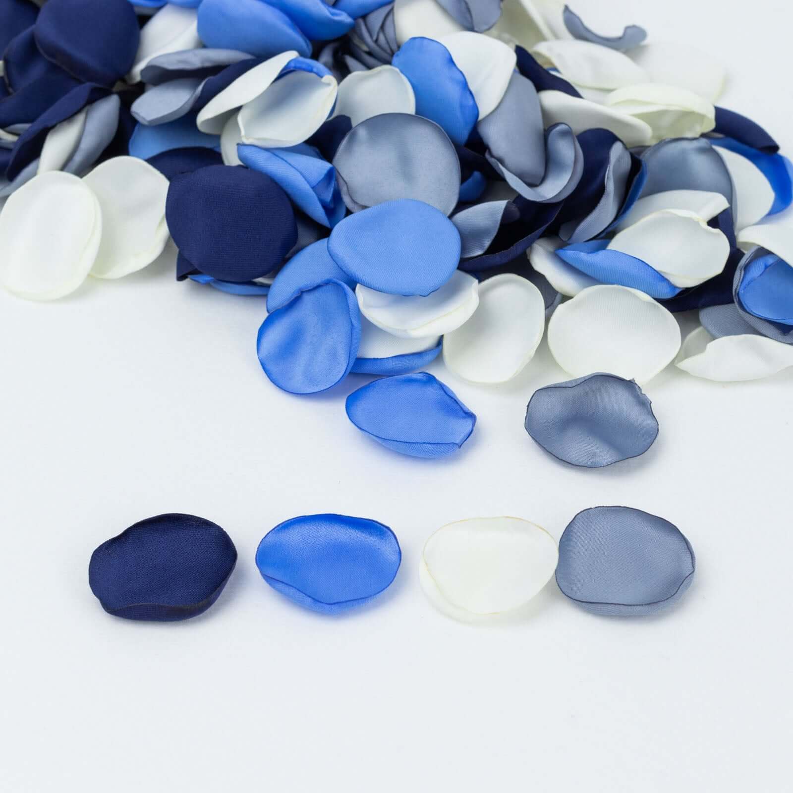 400-Pack Rose Petals Life-Like Flower Confetti Dusty Blue Mix Matte Silk Round - Decorative Event Table Scatters 2"