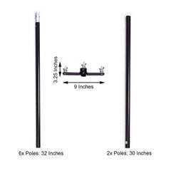 10ft DIY Adjustable Triple Crossbar Kit and Mounting Brackets For Backdrop Stands