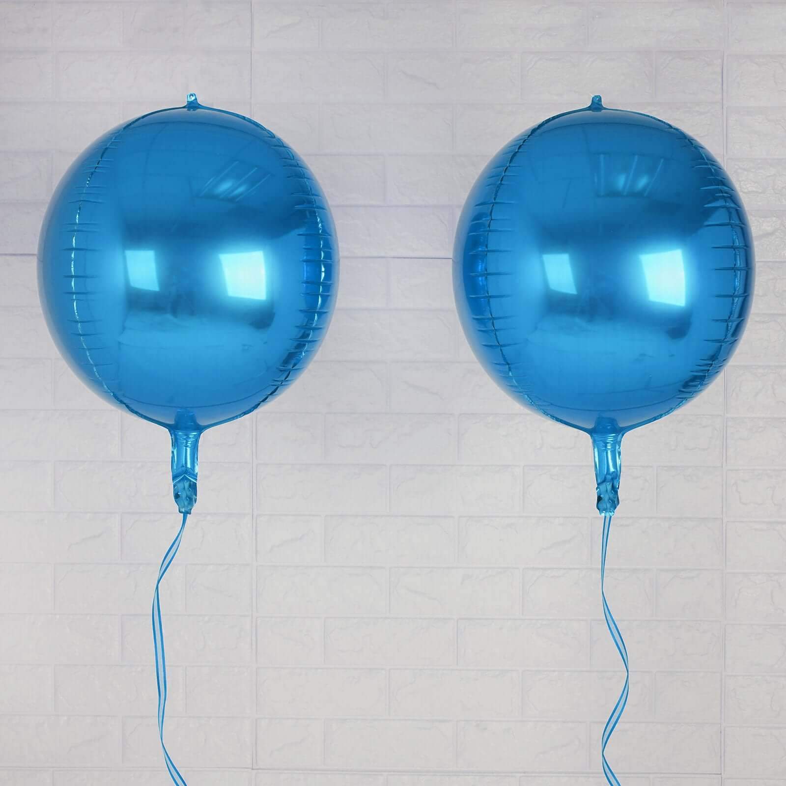 2 Pack 14" 4D Royal Blue Sphere Mylar Foil Helium or Air Balloons